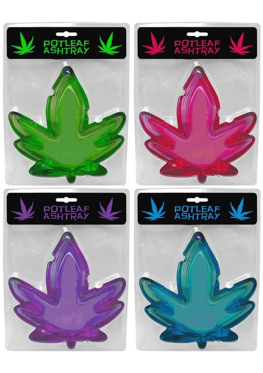 Pot Leaf Ashtry - Assorted Colors - 4 Pack