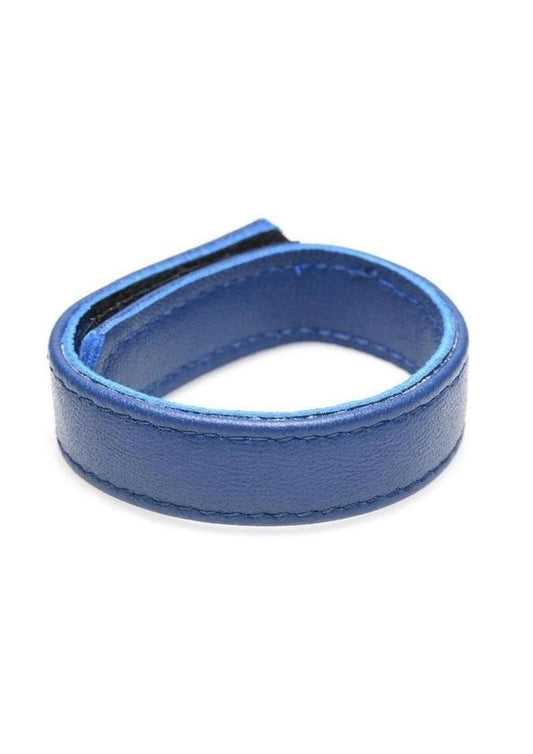 Strict Leather Cock Gear Velcro Leather Cock Ring - Blue
