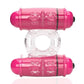 4b Double Wammy Silicone Rechargeable Dual Vibrating Couples Cock Ring - Red/Strawberry