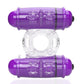 4t Double Wammy Silicone Rechargeable Dual Vibrating Couples Cock Ring - Grape/Purple
