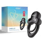 Anello App Control Vibrating Silicone Rechargeable Cock Ring with Clitoral Stimulator - Black