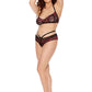 Barely Bare Cross Halter Bralette and Open Panty - Black - Plus Size/Queen - Set