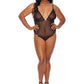 Barely Bare Crotchless Mesh Teddy - Black - Plus Size/Queen