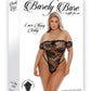 Barely Bare Lace Thong Teddy - Black - Plus Size/Queen