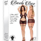 Barely Bare Mini-Skirt, Garters, Bra and G-String - Black - Plus Size/Queen - Set