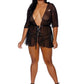 Barely Bare Sheer Black Peignoir - Black - Plus Size/Queen
