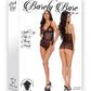 Barely Bare Split Cup Slip and Thong Panty - Black - One Size