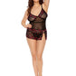 Barely Bare Split Cup Slip and Thong Panty - Black - Plus Size/Queen