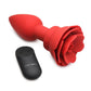 Booty Sparks 28x Rechargeable Silicone Vibrating Rose Anal Plug with Remote Control - Red - Large