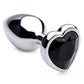 Booty Sparks Gemstones Black Heart Anal Plug - Black/Silver - Small