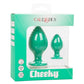 Cheeky Silicone Textured Anal Plugs - Green - Large/Small - Set Of 2