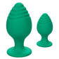 Cheeky Silicone Textured Anal Plugs - Green - Large/Small - Set Of 2