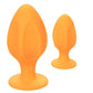 Cheeky Silicone Textured Anal Plugs - Orange - Large/Small - Set Of 2
