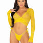 Daisy Lace Wrap-Around Crop Top and Side Tie Panty - Yellow - One Size