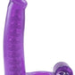 Double Penetrator Vibrating Cock Ring with Bendable Dildo - Purple