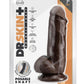 Dr. Skin Plus Girthy Posable Dildo with Balls and Suction Cup - Chocolate - 7in
