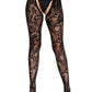 Eyelet Rose Lace Crotchless Tights with Cheeky Open Back