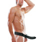 Fetish Fantasy Series Hollow Strap-On Dildo and Adjustable Harness - Black - 8in