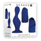 Gender X Ins and Outs Rechargeable Silicone Dildo and Stroker - Blue - 2 Piece/Set