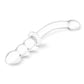 Glas Girthy Ribbed G-Spot Glass Dildo with Handle Grip Double End