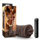 Hot Chocolate Heather Vibrating Masturbator with Bullet - Mouth - Chocolate
