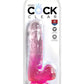 King Cock Clear Dildo with Balls - Clear/Pink - 6in
