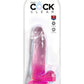 King Cock Clear Dildo with Balls - Clear/Pink - 7in