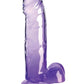 King Cock Clear Dildo with Balls - Clear/Purple - 7in