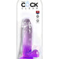 King Cock Clear Dildo with Balls - Clear/Purple - 7in