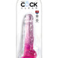 King Cock Clear Dildo with Balls - Clear/Pink - 8in