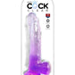 King Cock Clear Dildo with Balls - Clear/Purple - 9in