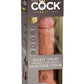 King Cock Elite Dual Density Vibrating Rechargeable Silicone Dildo with Remote Control Dildo - Caramel - 8in