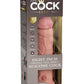 King Cock Elite Dual Density Vibrating Rechargeable Silicone Dildo with Remote Control Dildo - Vanilla - 8in