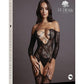 Le Desir Criss Cross Neck Bodystocking - Black - One Size