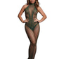 Le Desir Fishnet and Lace Bodystocking - Green - One Size