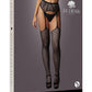 Le Desir Fishnet and Lace Garterbelt Stocking - Black - One Size