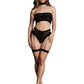 Le Desir Shade Ananke Xii Three Piece with Choker, Bandeau Top and Pantie with Garters - Black - One Size