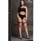 Le Desir Shade Ananke Xii Three Piece with Choker, Bandeau Top and Pantie with Garters - Black - Queen