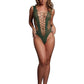 Le Desir V-Neck Teddy with Opaque Panels - Green - One Size