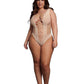 Le Desir V-Neck Teddy with Opaque Panels - Beige/Tan - Queen