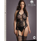 Le Desire Lace Suspender Bodystocking - Black - Queen
