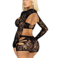 Leg Avene Lace Cut-Out Bra Top, Attached Shrug, and Boy Shorts