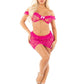 Leg Avenue Bow Net Ruffle Trimmed Bra Top and V-Cut Low Waist Mini Skirt