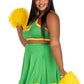 Leg Avenue Bring It Baddie Set Top with Cheer Logo, Pleated Skirt and Pom Pom (3 Piece) - 1x/2x - Green