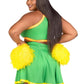 Leg Avenue Bring It Baddie Set Top with Cheer Logo, Pleated Skirt and Pom Pom (3 Piece) - 1x/2x