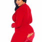 Leg Avenue Brushed Rib Romper Long Johns with Cheeky Snap Closure Back Flap - Red - Queen/XLarge/XXLarge