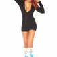 Leg Avenue Brushed Rib Romper Long Johns with Cheeky Snap Closure Back Flap