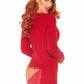 Leg Avenue Brushed Rib Romper Long Johns with Cheeky Snap Closure Back Flap - Red - Medium/Small