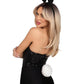 Leg Avenue Bunny Kit Pin-On Tail and Bendable Satin Ear Headband - Black/White - One Size