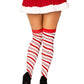 Leg Avenue Candy Cane Lurex Striped Over The Knee Socks
